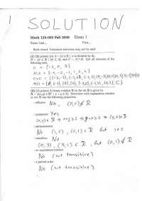 Solution Key to Old Exam 1 - Discrete Mathematics I | MATH 125