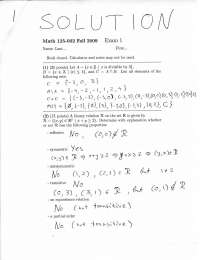 Solution Key to Old Exam 1 - Discrete Mathematics I | MATH 125 - Docsity
