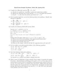 Differential Equation for Science and Engineers - Final Exam | MATH 246 ...