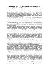 Resenha do texto “Cultura e política: os anos 1960-1970 e sua herança” de Marcelo Ridenti