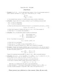 5 Questions in Final Exam - Theory of Probability | MATH 831
