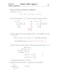 Quiz - 5 Questions on Analytical Geometry and Calculus 1 with Solution ...