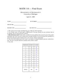 11 Problems with Solutions - Calculus II - Final Examination | MATH 116 ...