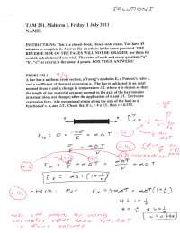 Solutions to Midterm Exam 1 - Introductory Solid Mechanics | TAM 251