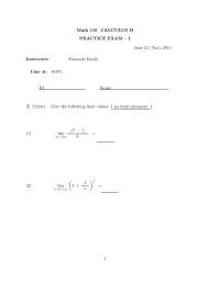 Practice Exam #1 - Calculus II | MATH 116 - Docsity