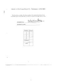 Calculus I - Past Exam 2 with Solutions | MATH 115 - Docsity