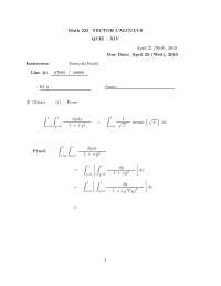 Solutions for Quiz 14 - Vector Calculus | MATH 223 - Docsity