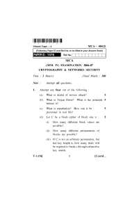 CRYPTOGRAPHY and NETWORK SECURITY, exam UPTU 2007