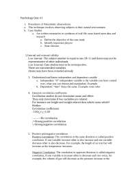 Psychology Quiz: Techniques, Validity, Correlation, and Central Measures