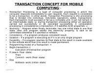 Mobile Computing - TRANSACTION CONCEPT