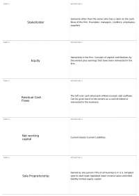 Business Finance Terms: Stakeholders, Equity, Cash Flows, Net Working Capital