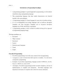 OOPS - Introduction to Programming Paradigms - Docsity