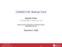 Bellman Ford Algorithm, Lecture Slides - Computer Science