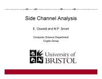 Computer Security Side Channel Analysis, Lecture Notes - Engineering ...