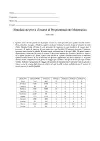 Programmazione matematica, prova d'esame - Prof. Roberto Tadei