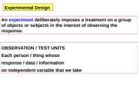 Experimental Design - Lecture - Business Analyisis