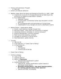 History of Evolutionary Thoughts - Lecture Notes | ANP 340