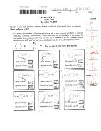 Past Final Exam - Fall 2009 - Modern Organic Chemistry I | CHEM 2211 ...