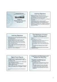 IT Project and Quality Management Lecture 9 - Project Human Resource 
