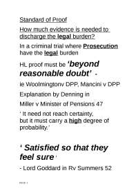 Law of Evidence - Lecture - Standard of Proof ie