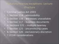 Law of Evidence - Lecture - LLB Statutory exceptions