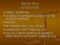 MENS REA - Lecture - Criminal Law