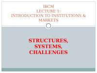 Intro to Int'l Banking & Capital Markets: Institutions, Markets & Challenges