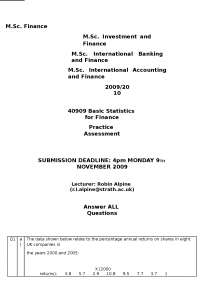Basic Statistics for Finance - Practice Assessment