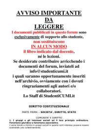 Diritto Costituzionale, riassunto lezioni (consigliata la Parte 1 del Martines)