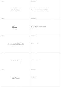 German Academic Vocabulary