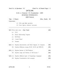 Test Paper - BUSINESS INFORMATICS - University Of Pune - Bachelor of Business Administration - 2nd Semester - 2009