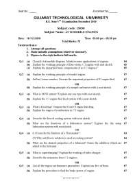 Automobile Engines Questions Test Paper | GTU