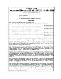 Test Paper - International Finance and Trade - II - Institute of Chartered Financial Analyst of India - Oct 2004