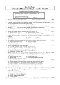 Test Paper - International Finance and Trade - I - Institute of Chartered Financial Analyst of India - July 2005
