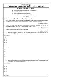 Test Paper - International Finance and Trade - II - Institute of Chartered Financial Analyst of India - July 2004