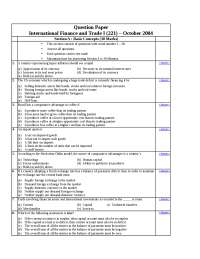 Test  Paper - International Finance and Trade - I - Institute of Chartered Financial Analyst of India - Oct 2004