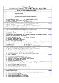 Test Paper - International Finance and Trade - I - Institute of Chartered Financial Analyst of India - 2003