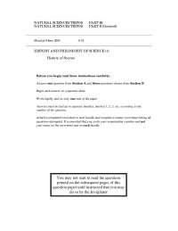 Natural Sciences Tripos Exam in History and Philosophy of Science