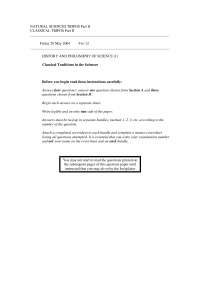 History and Philosophy of Science Exam Papers from the University of Cambridge