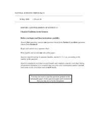 History and Philosophy of science - Exam C 2008 - History