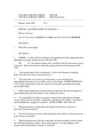 History and Philosophy of science - Exam 2002 - History