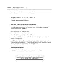 Tripos Exam Schedule for History and Philosophy of Science - Part II, June 2005