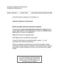 History and Philosophy of science - Exam C 2011 - History
