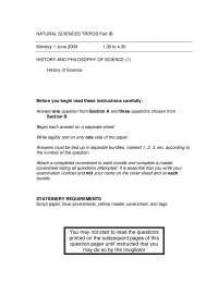 NATURAL SCIENCES TRIPOS Part IB Exam in History and Philosophy of Science