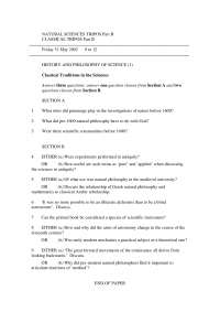 History and Philosophy of Science: Tripos Exam Papers from 2002