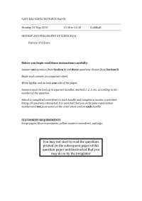 History and Philosophy of science - Exam 2010 - History