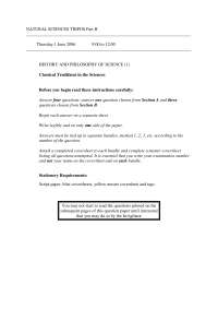 History and Philosophy of science - Exam C 2006 - History