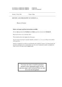 History and Philosophy of Science Exam Paper
