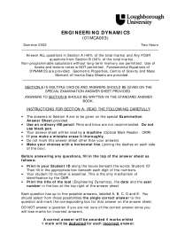 Engineering Mechanics - Exam 2002 - Mechanical Engineering