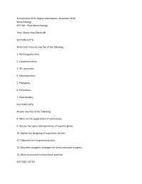 Test Paper - Plant Biotechnology - Bangalore University - Master in science - 3rd Sem- 2010